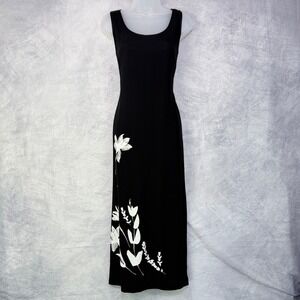 Laura Ashley Floral Maxi Dress Womens Sz 10 Button Back resort vacation beach